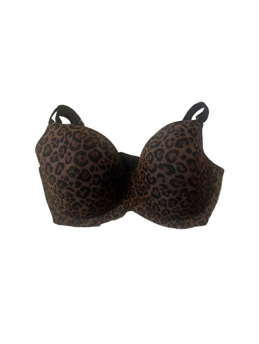 Smart & Sexy Bra 40DDD Brown Black Leopard Print light Pad
